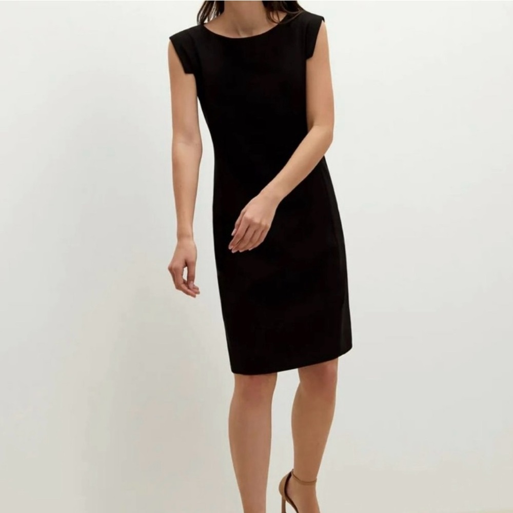 MM Lafleur Sarah Sheath Dress Size 6 Cap Sleeve Black